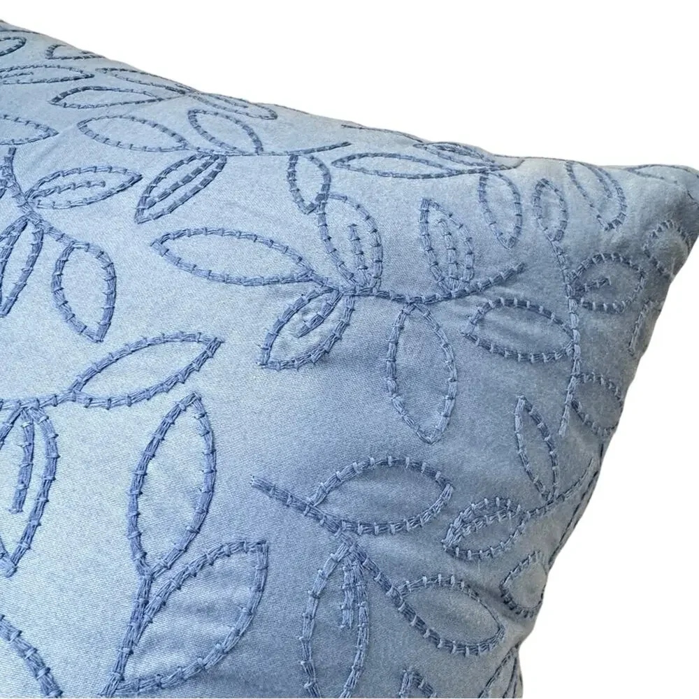 Macys Charter Club Blue Embroidered Square Throw Pillow 16in Accent